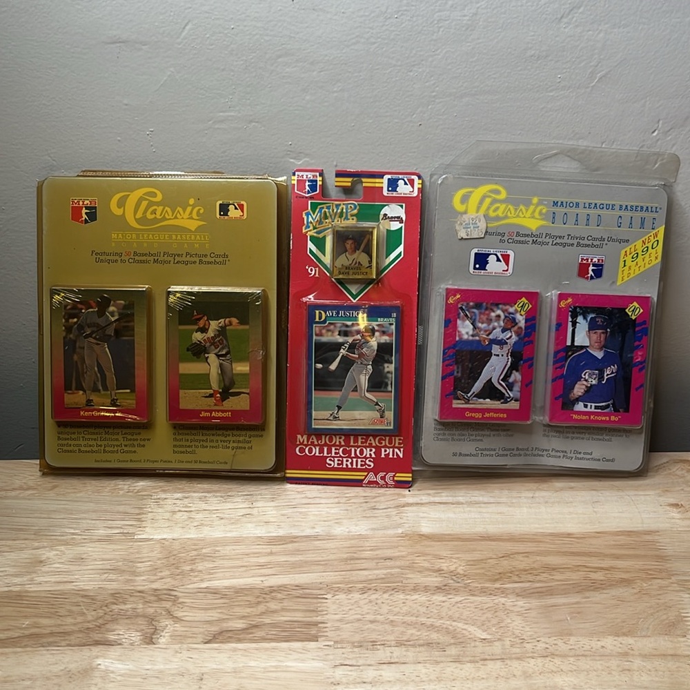 1990 baseball cards classic MLB board games major league baseball collectors pin